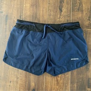 Patagonia Shorts Women Size Large Blue Drawstring waist Zip Pocket